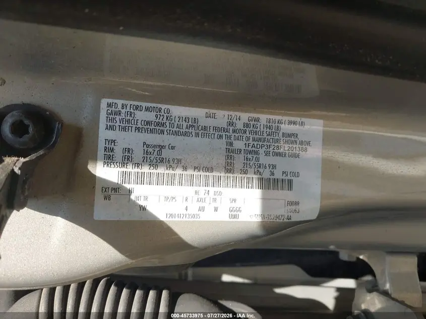 2015 FORD FOCUS SE