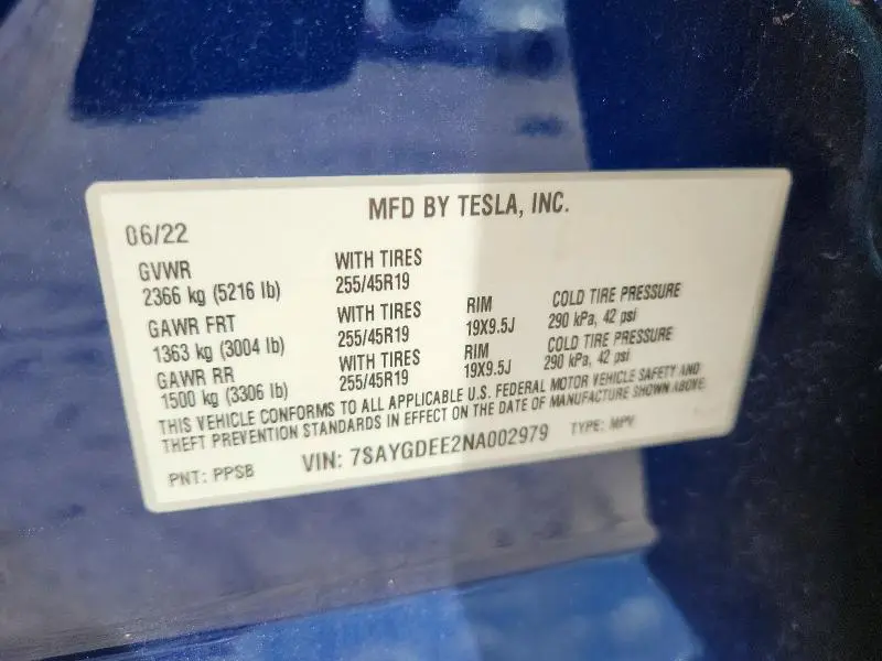 2022 TESLA MODEL Y   