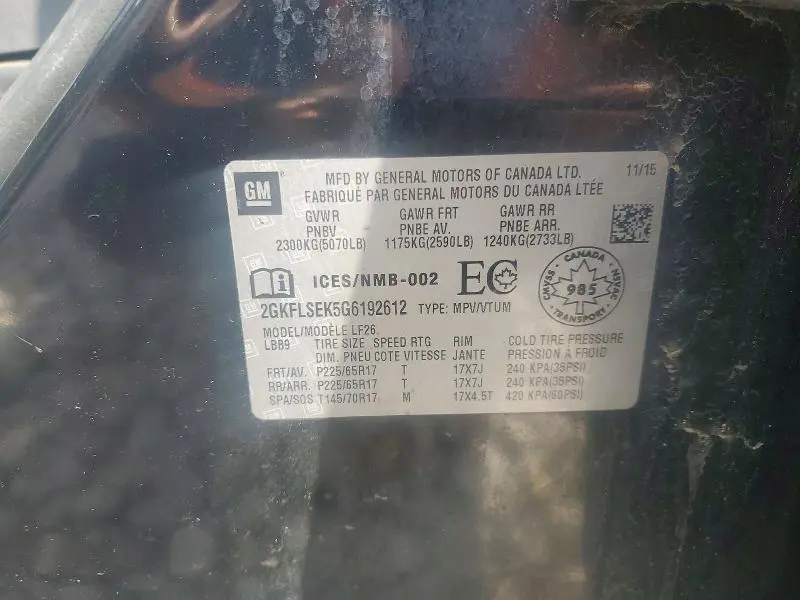 2016 GMC TERRAIN SLE  