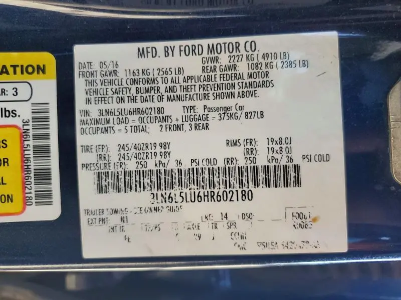 2017 LINCOLN MKZ HYBRID SELECT  