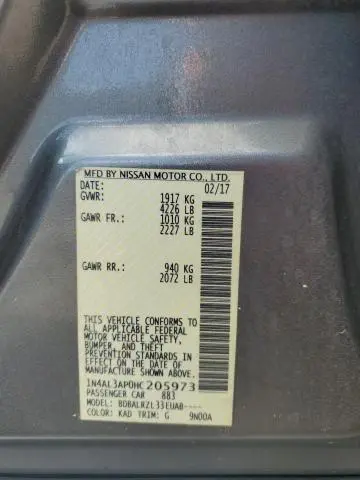 2017 NISSAN ALTIMA 2.5  