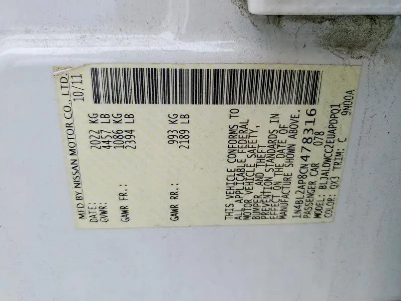 2012 NISSAN ALTIMA 3.5 SR  