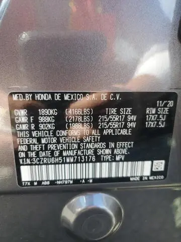 2021 HONDA HR-V EX  