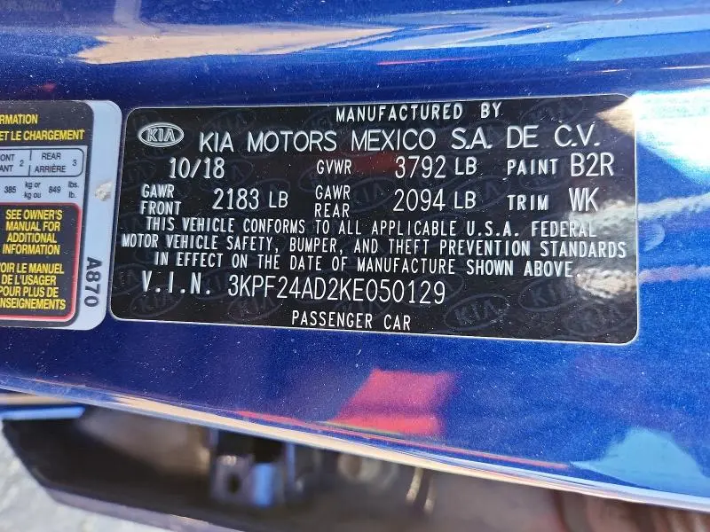 2019 KIA FORTE LXS  