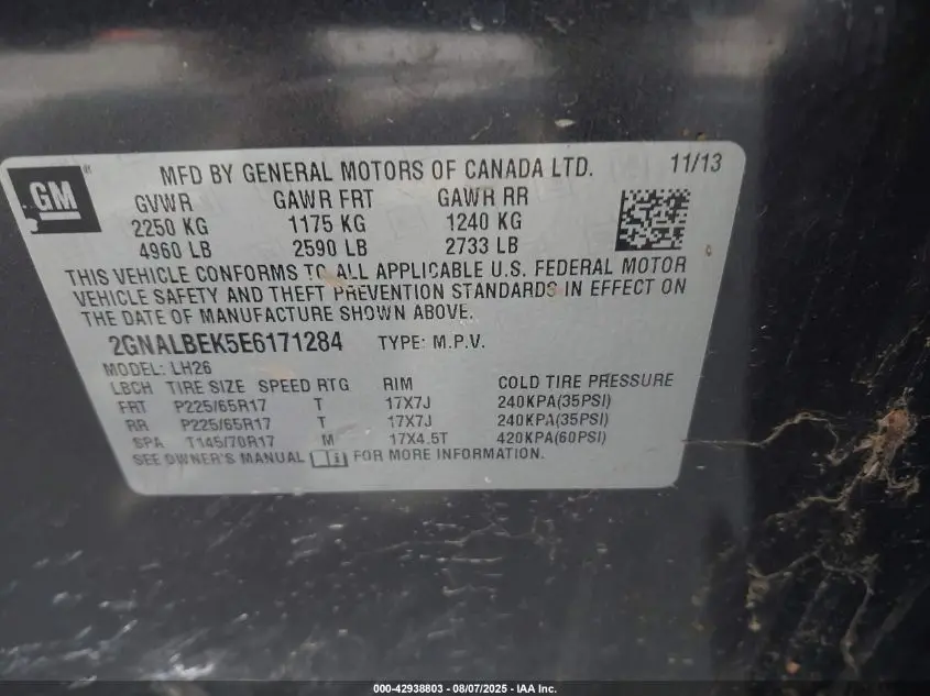 2014 CHEVROLET EQUINOX 1LT