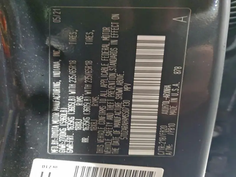 2021 TOYOTA HIGHLANDER HYBRID LE  