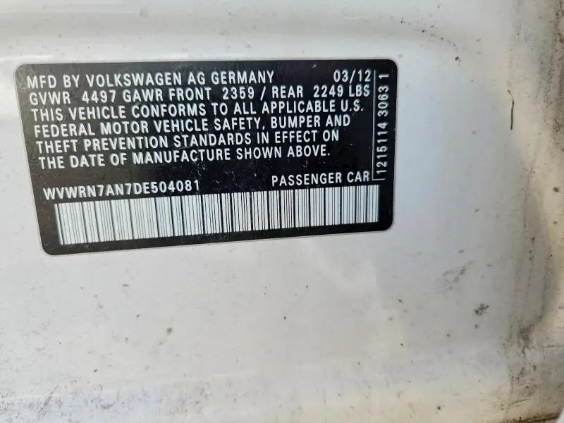 2013 VOLKSWAGEN CC LUXURY  