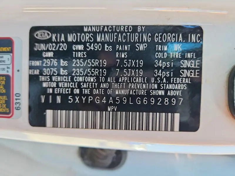 2020 KIA SORENTO S V6  