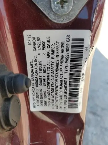 2012 HONDA CIVIC LX  
