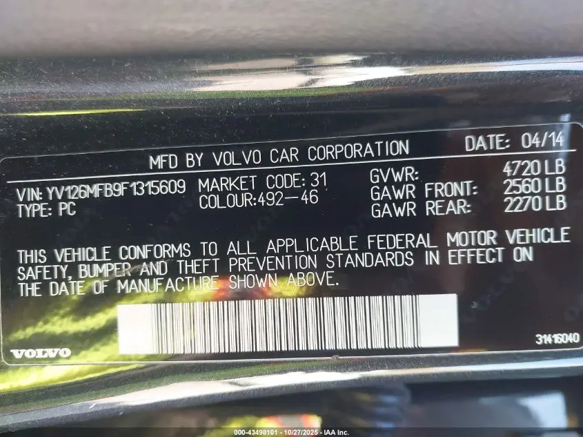 2015 VOLVO S60 T5 PREMIER