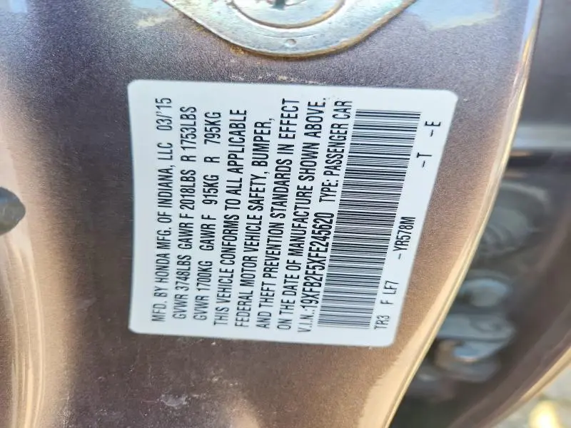 2015 HONDA CIVIC LX  