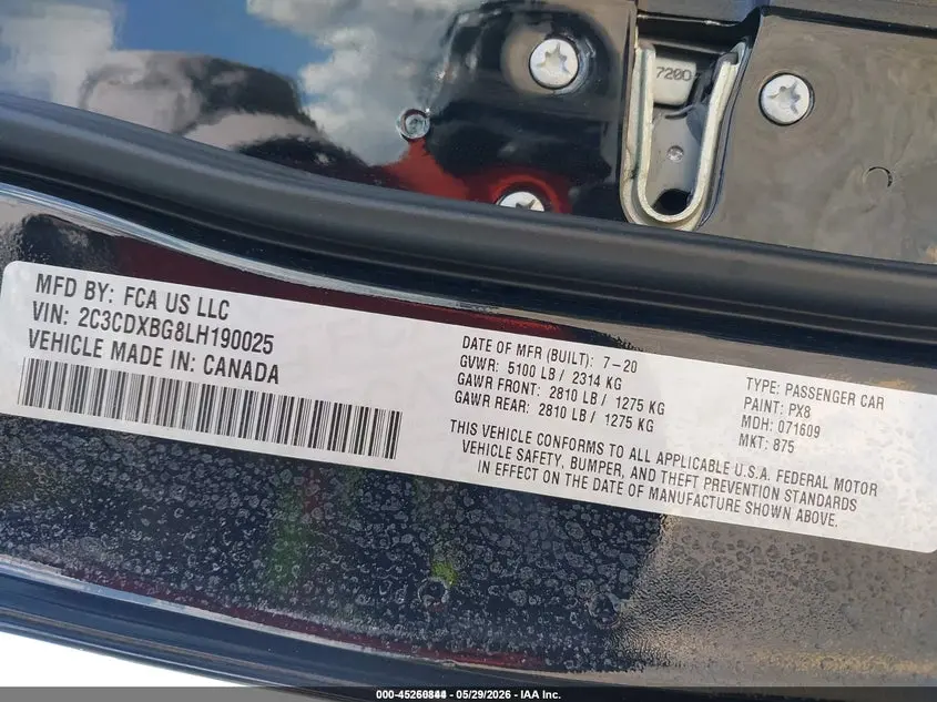 2020 DODGE CHARGER SXT RWD