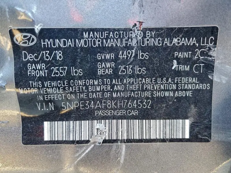 2019 HYUNDAI SONATA LIMITED  