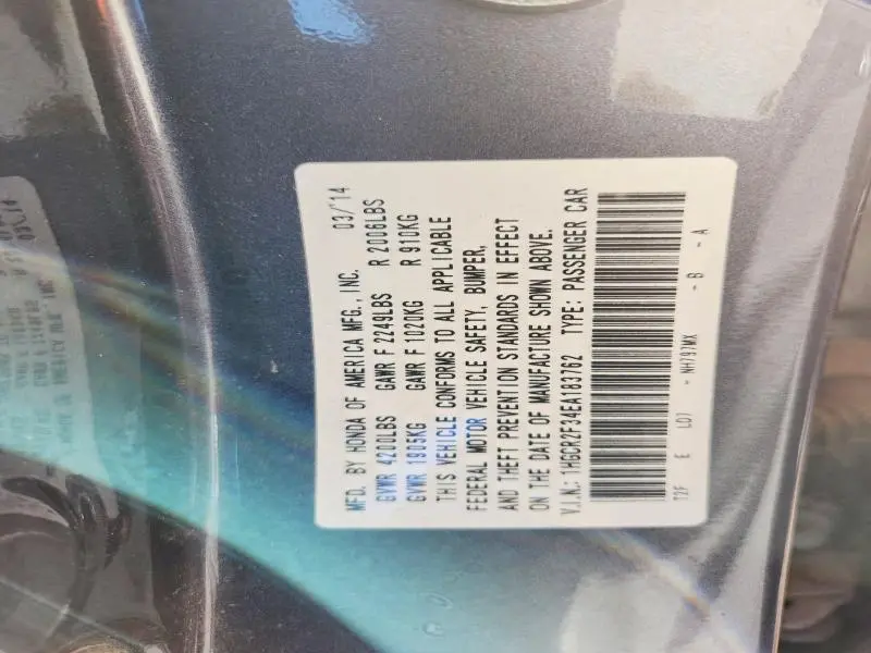 2014 HONDA ACCORD LX  