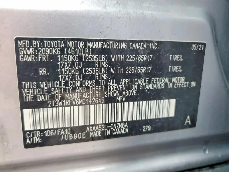 2021 TOYOTA RAV4 XLE  