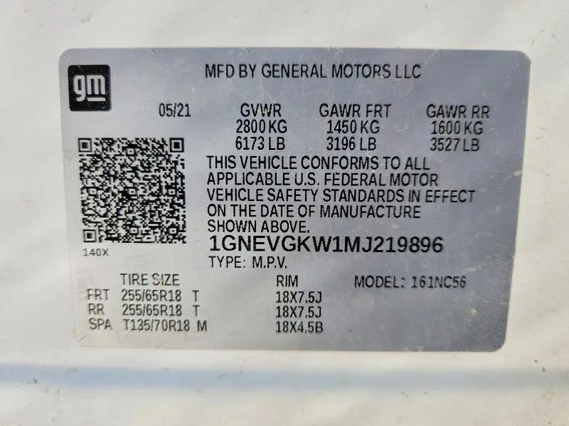 2021 CHEVROLET TRAVERSE LT  