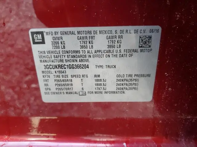 2016 CHEVROLET SILVERADO K1500 LT  