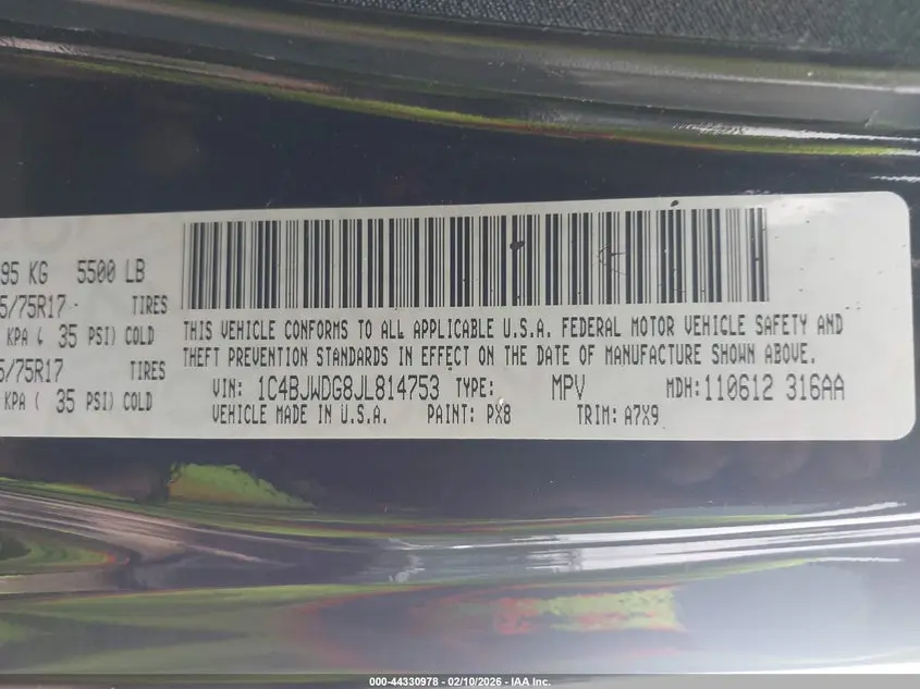 2018 JEEP WRANGLER JK UNLIMITED SPORT S 4X4