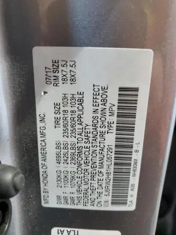 2017 HONDA CR-V EXL  
