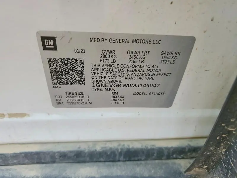 2021 CHEVROLET TRAVERSE LT  