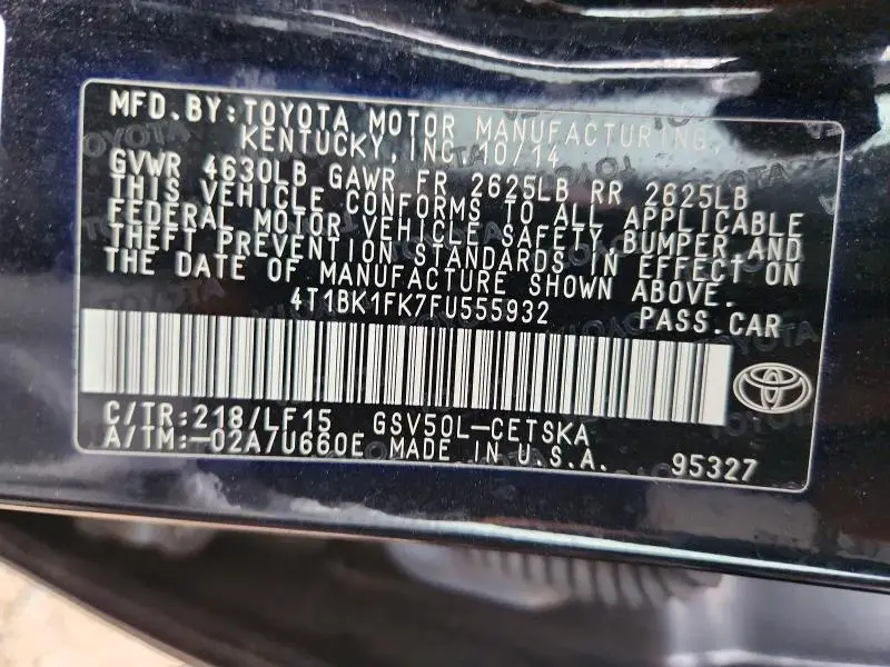 2015 TOYOTA CAMRY XSE V6  