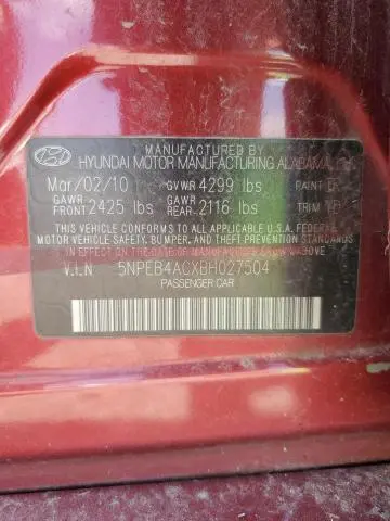 2011 HYUNDAI SONATA GLS  