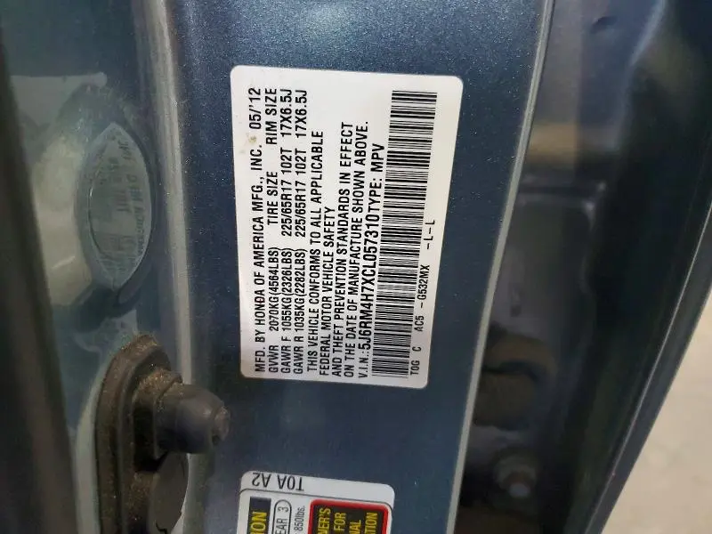 2012 HONDA CR-V EXL  