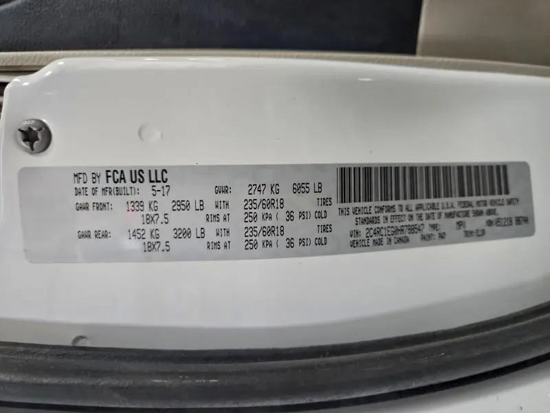 2017 CHRYSLER PACIFICA TOURING L PLUS  