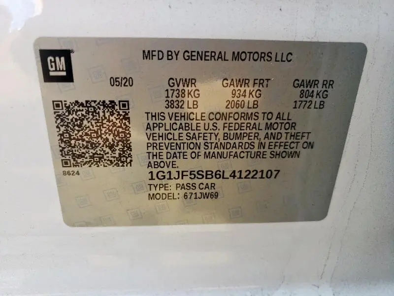 2020 CHEVROLET SONIC PREMIER  