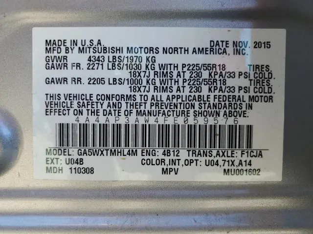 2015 MITSUBISHI OUTLANDER SPORT ES  