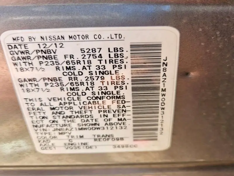 2013 NISSAN MURANO S  