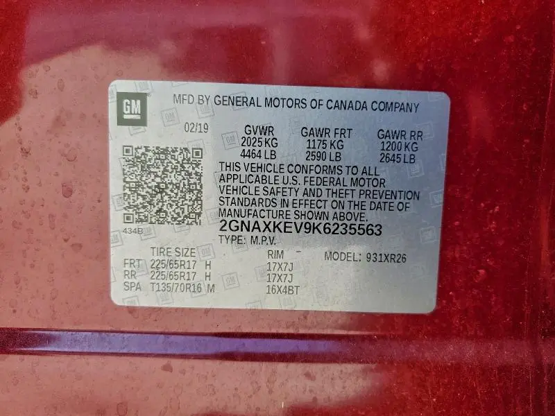 2019 CHEVROLET EQUINOX LT  