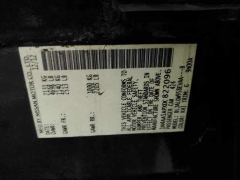 2013 NISSAN MAXIMA S  