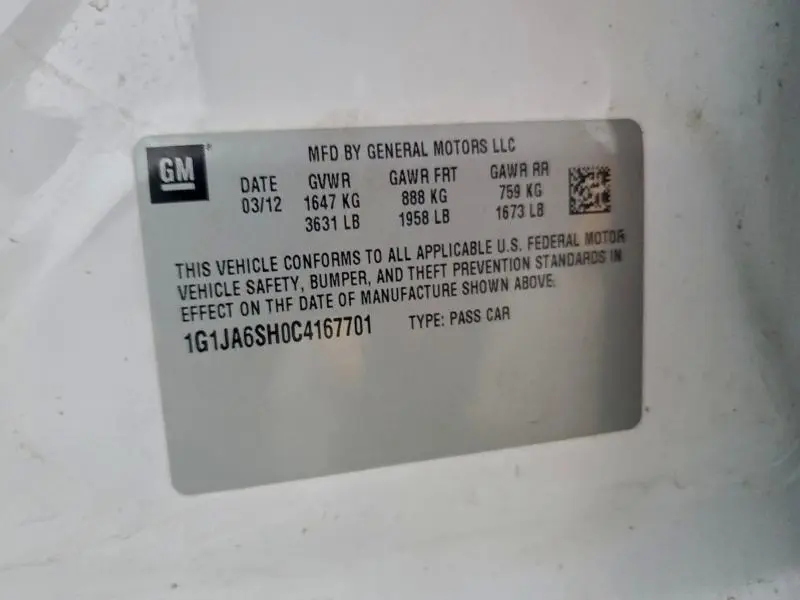 2012 CHEVROLET SONIC LS  