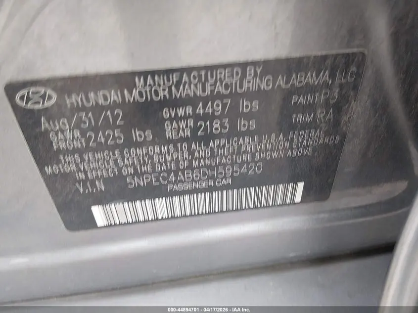 2013 HYUNDAI SONATA LIMITED 2.0T