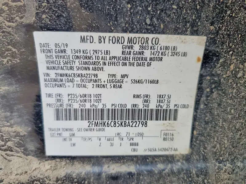2019 FORD FLEX SEL  