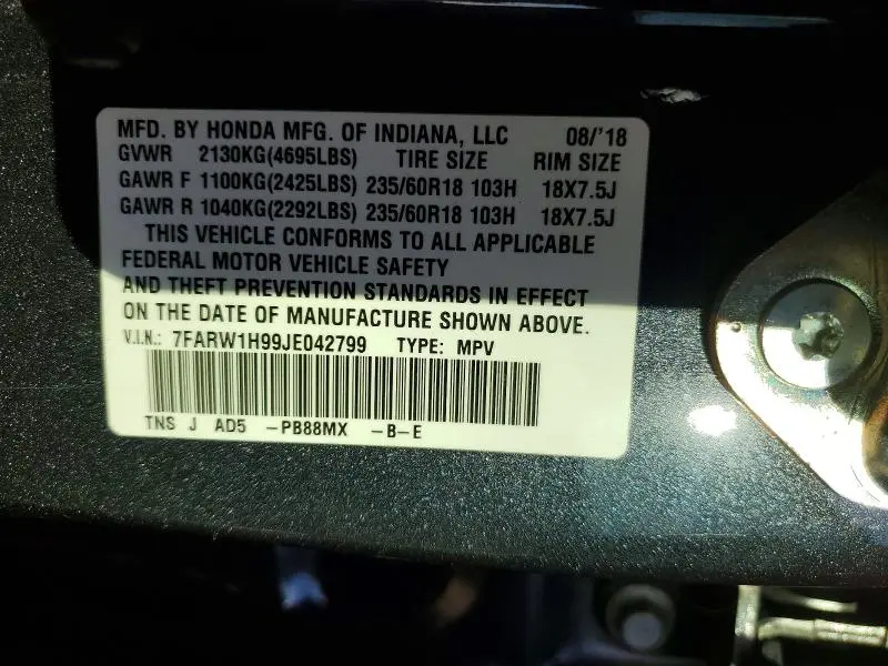 2018 HONDA CR-V TOURING  