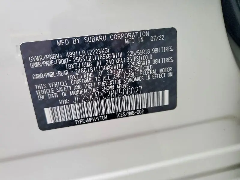 2022 SUBARU FORESTER LIMITED  