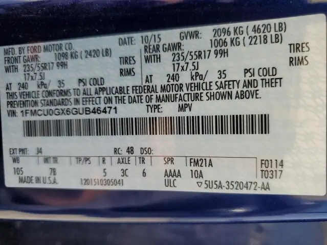 2016 FORD ESCAPE SE  