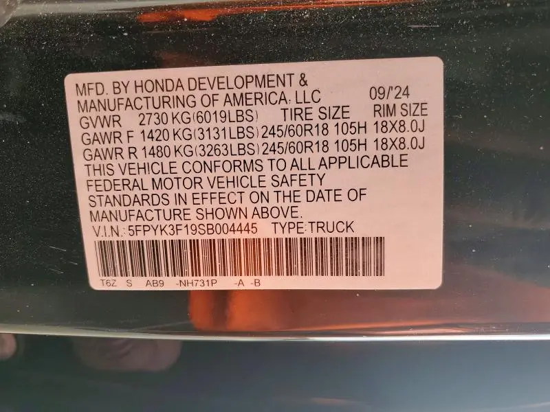 2025 HONDA RIDGELINE SPORT  