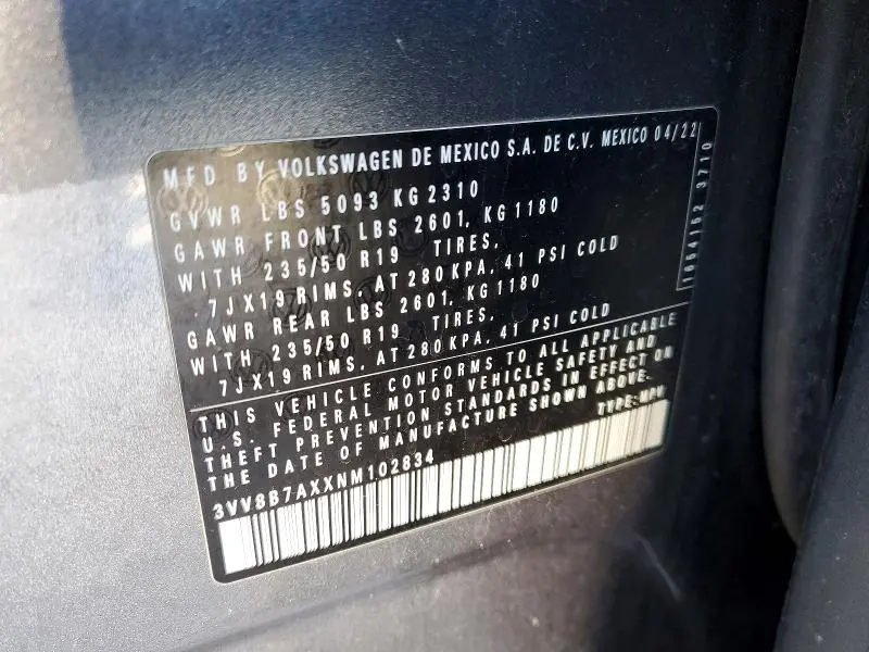 2022 VOLKSWAGEN TIGUAN SE R-LINE BLACK  