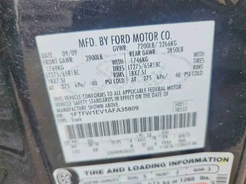 2010 FORD F150 SUPERCREW  