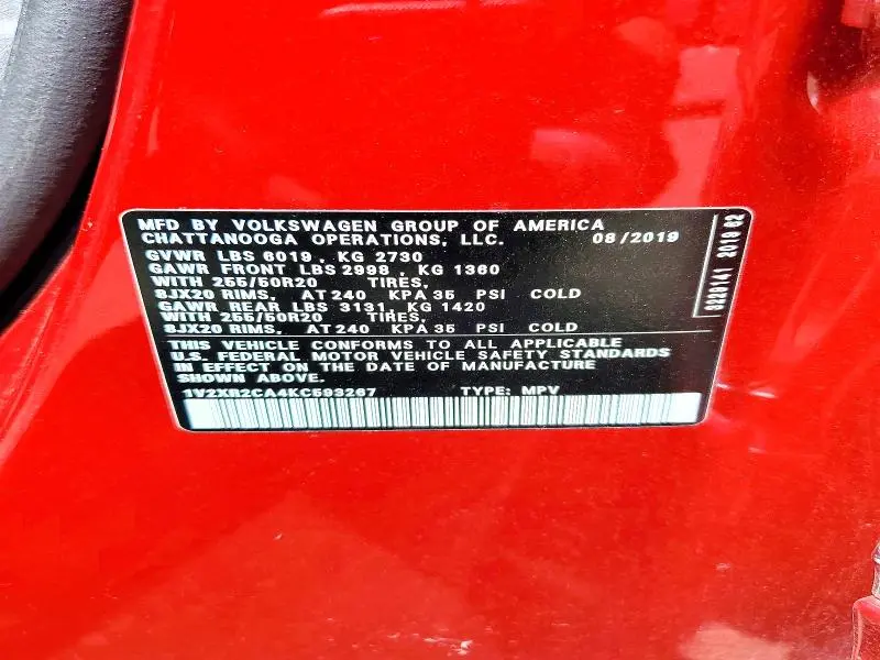 2019 VOLKSWAGEN ATLAS SE  