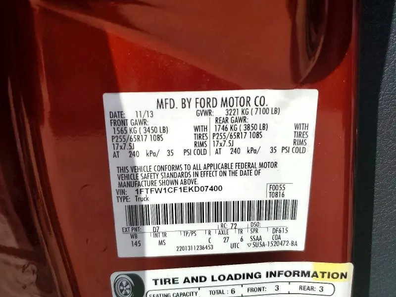 2014 FORD F150 SUPERCREW  