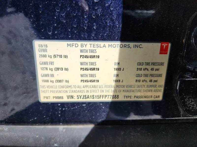 2015 TESLA MODEL S 60  