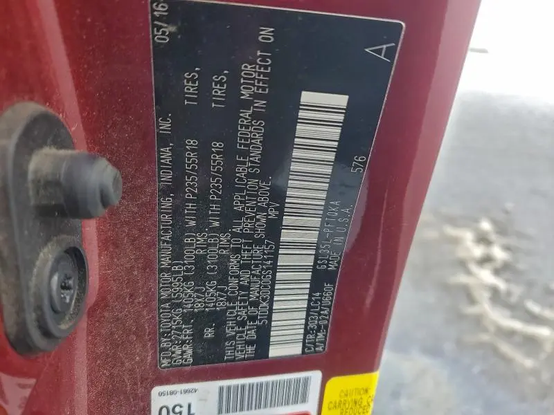 2016 TOYOTA SIENNA XLE  