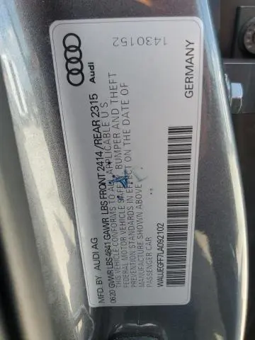 2020 AUDI A3 S-LINE PREMIUM PLUS  