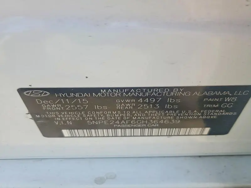 2016 HYUNDAI SONATA SE  