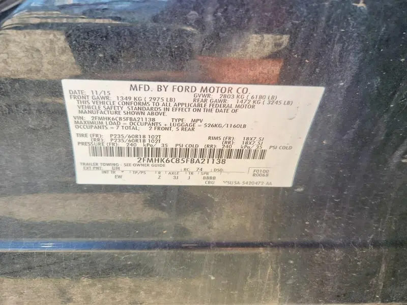 2015 FORD FLEX SEL  