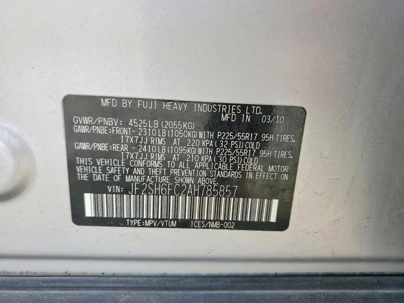 2010 SUBARU FORESTER 2.5XT LIMITED  